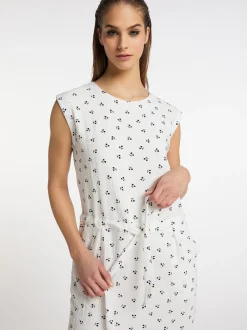 MyMo Damen Kleid in weiß - Ausschnitt: Rundhals