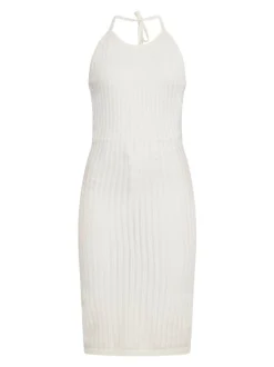 MyMo Damen Kleid in weiß - Ausschnitt: V-Ausschnitt