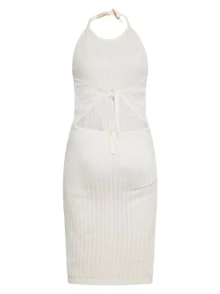 MyMo Damen Kleid in weiß - Ausschnitt: V-Ausschnitt