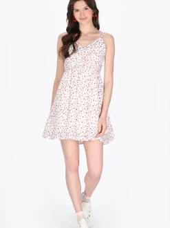 MyMo Damen Kleid in weiß - Länge: mittel