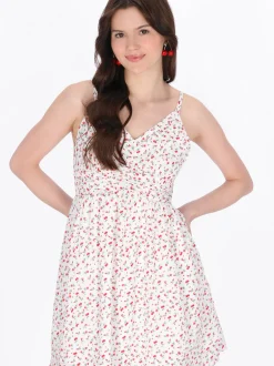 MyMo Damen Kleid in weiß - Länge: mittel