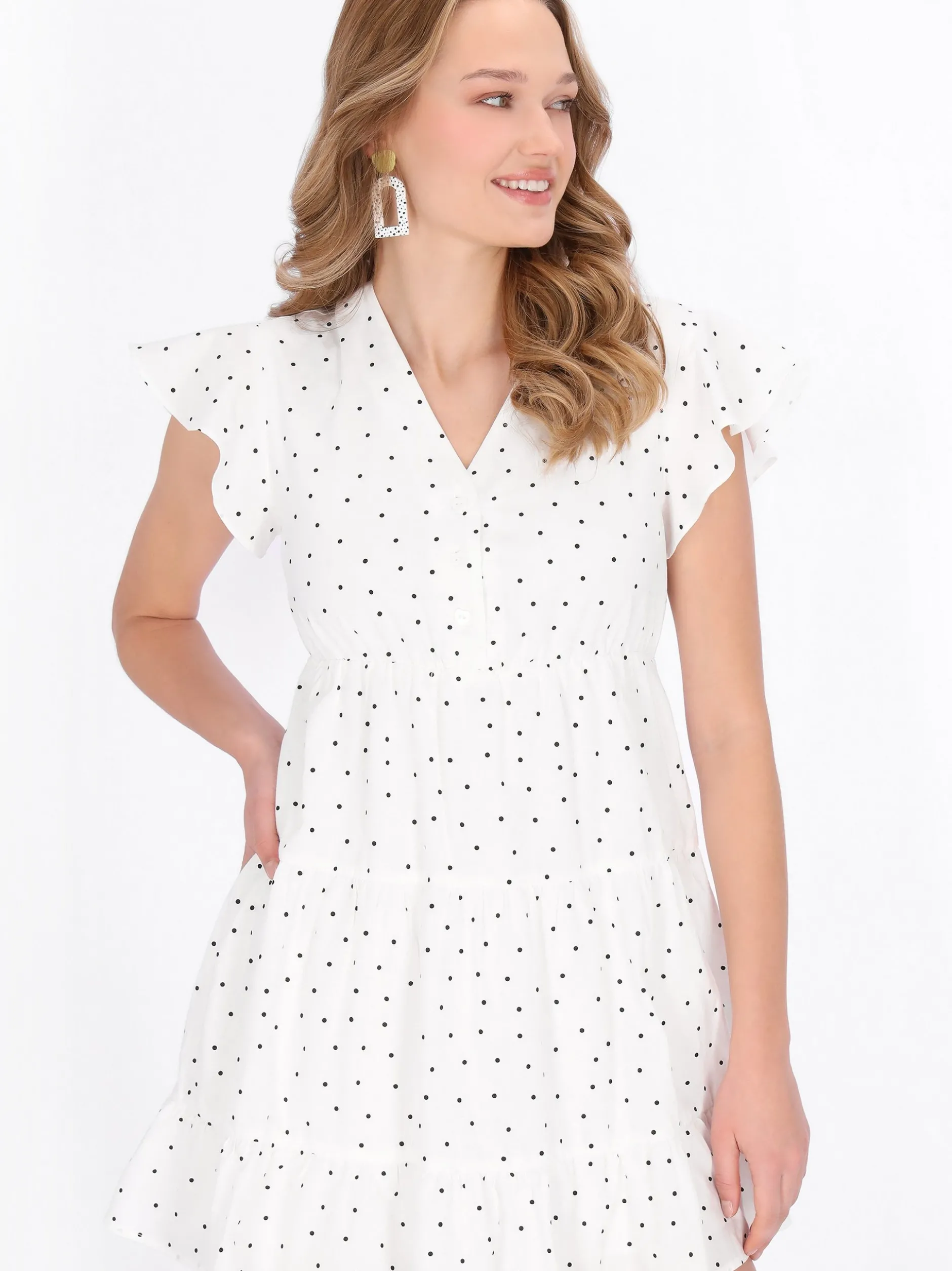 MyMo Damen Kleid in weiß - Länge: mittel