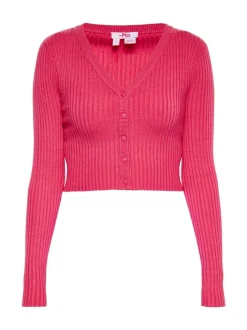 MyMo Damen kurze Strickjacke in pink