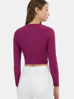 MyMo Damen Langarmshirt in fuchsia
