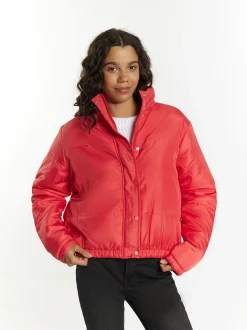 MyMo Damen Leicht wattierte Blousonjacke in rot