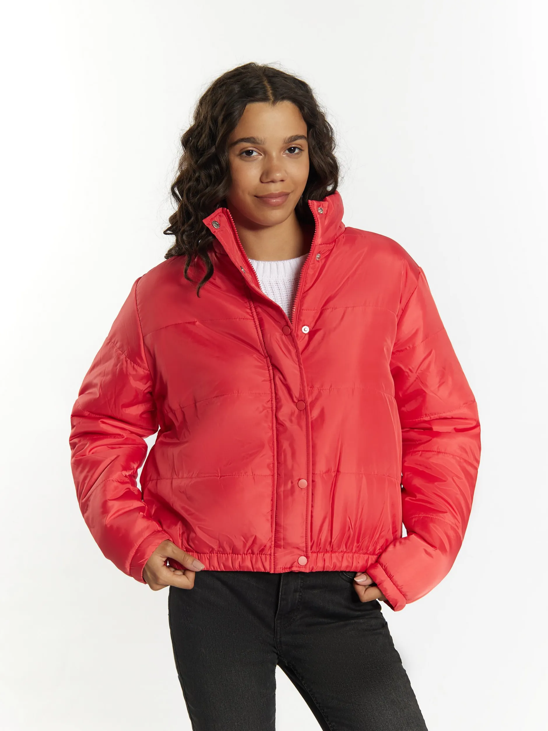 MyMo Damen Leicht wattierte Blousonjacke in rot