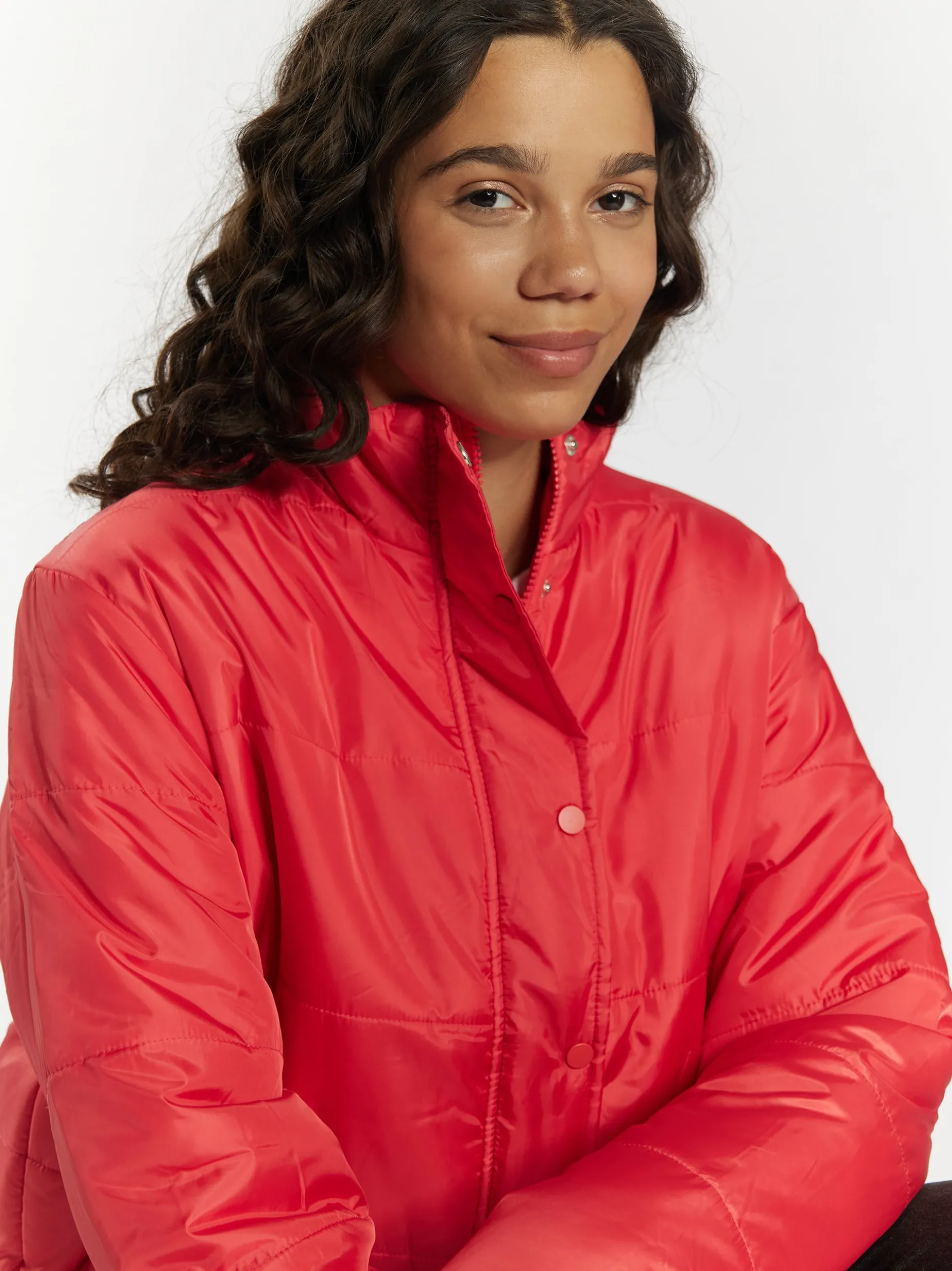 MyMo Damen Leicht wattierte Blousonjacke in rot