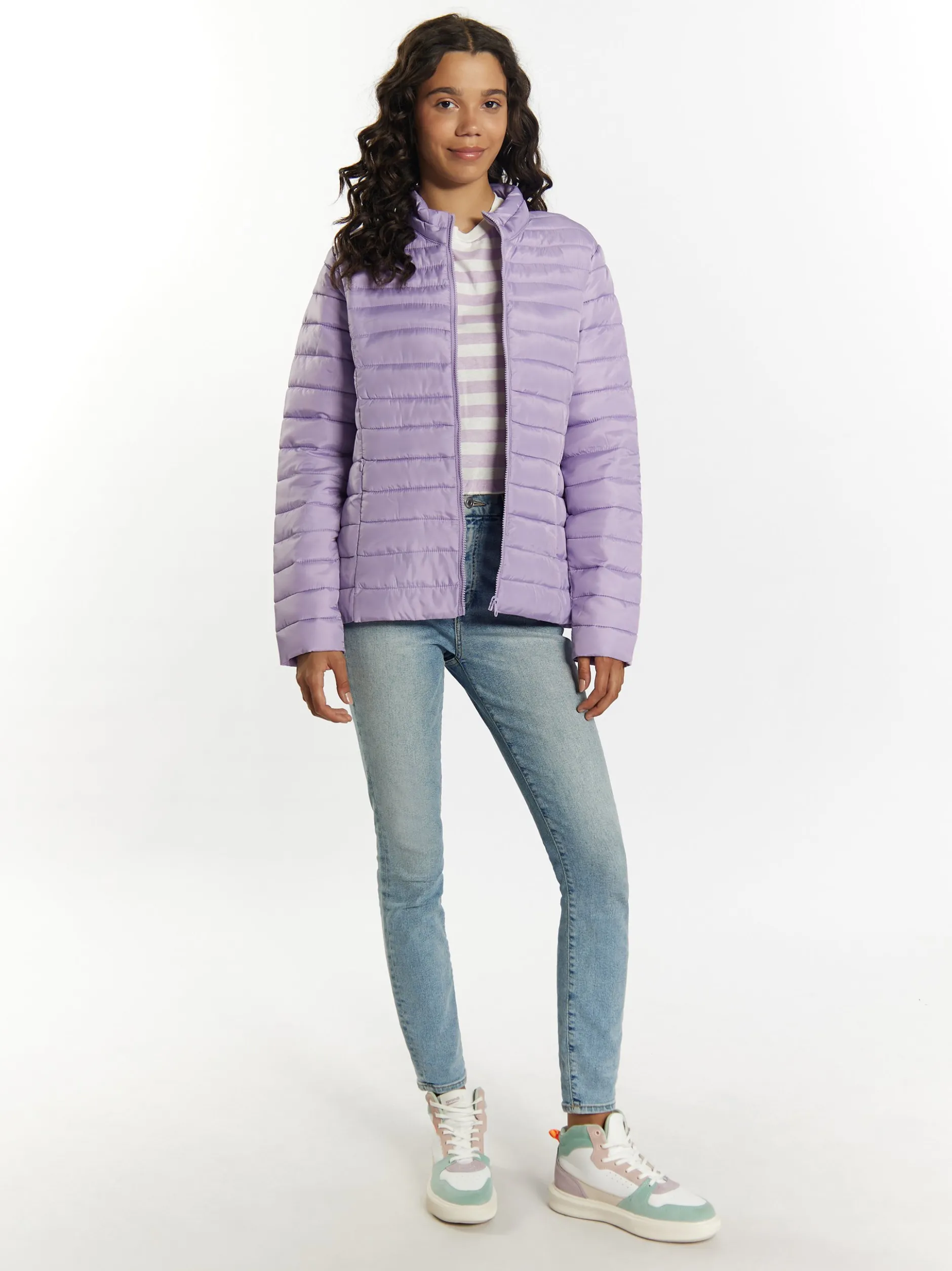MyMo Damen Leicht wattierte Jacke in lila