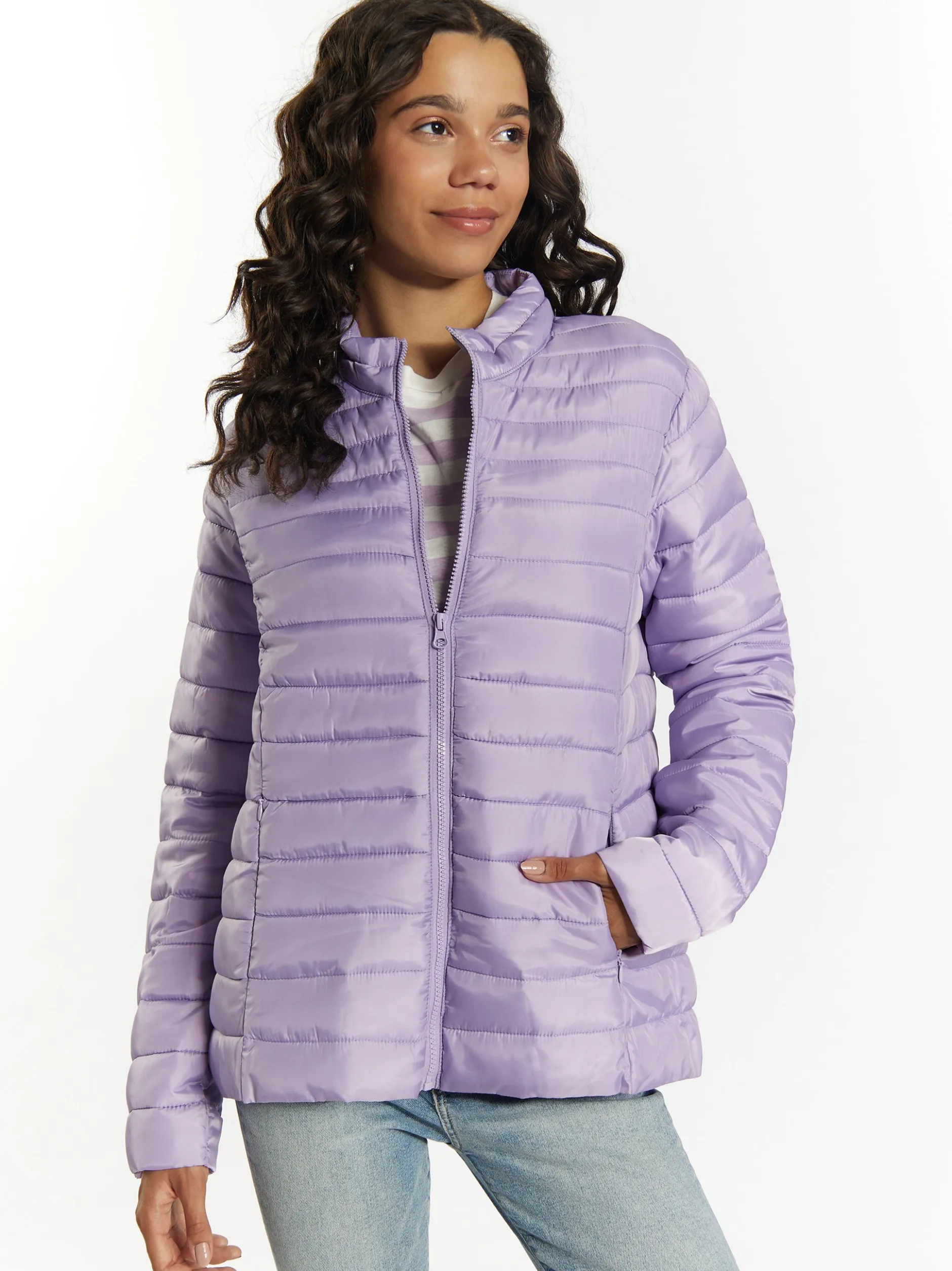MyMo Damen Leicht wattierte Jacke in lila