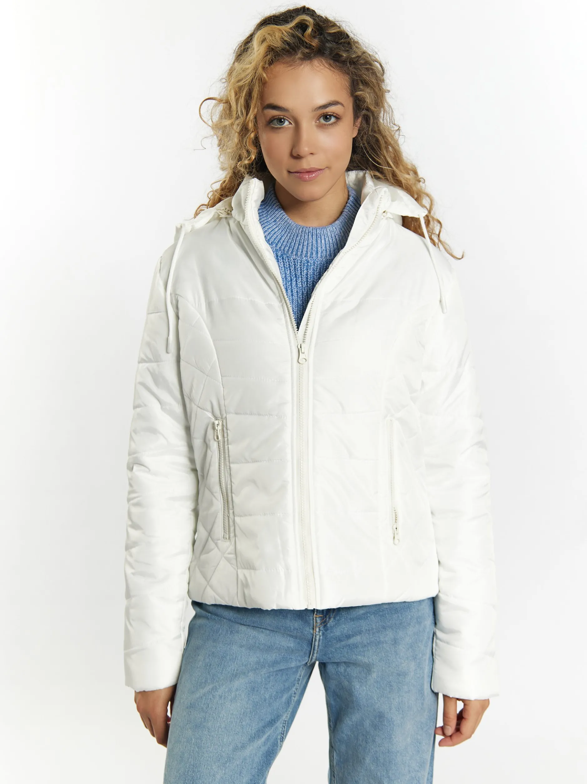 MyMo Damen Leicht wattierte Jacke in ecru