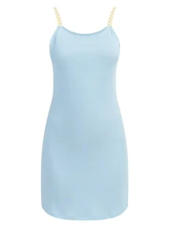 MyMo Damen Minikleid aus Rippstrick in hellblau