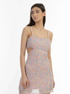 MyMo Damen Minikleid in mehrfarbig - Ausschnitt: Karree