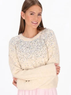 MyMo Damen Pullover in beige - Ausschnitt: Rundhals