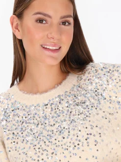 MyMo Damen Pullover in beige - Ausschnitt: Rundhals