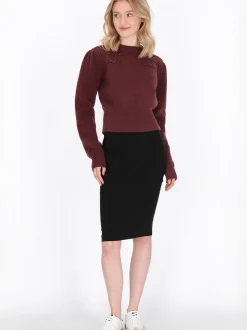 MyMo Damen Pullover in bordeaux - Ausschnitt: Rundhals
