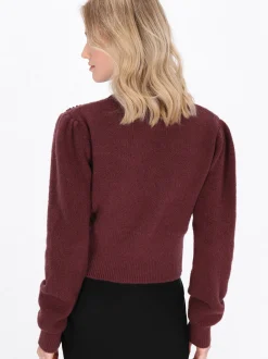 MyMo Damen Pullover in bordeaux - Ausschnitt: Rundhals