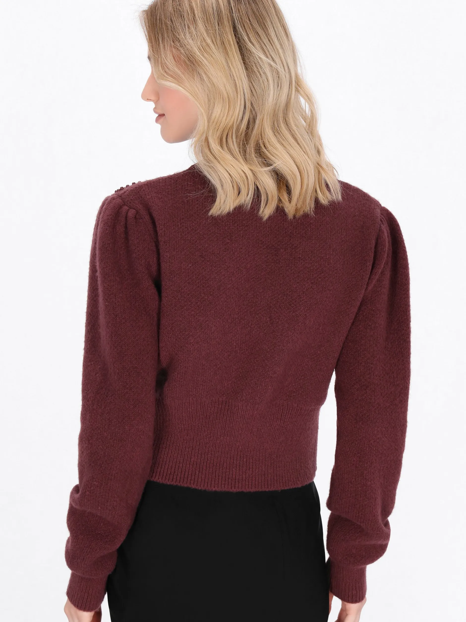 MyMo Damen Pullover in bordeaux - Ausschnitt: Rundhals