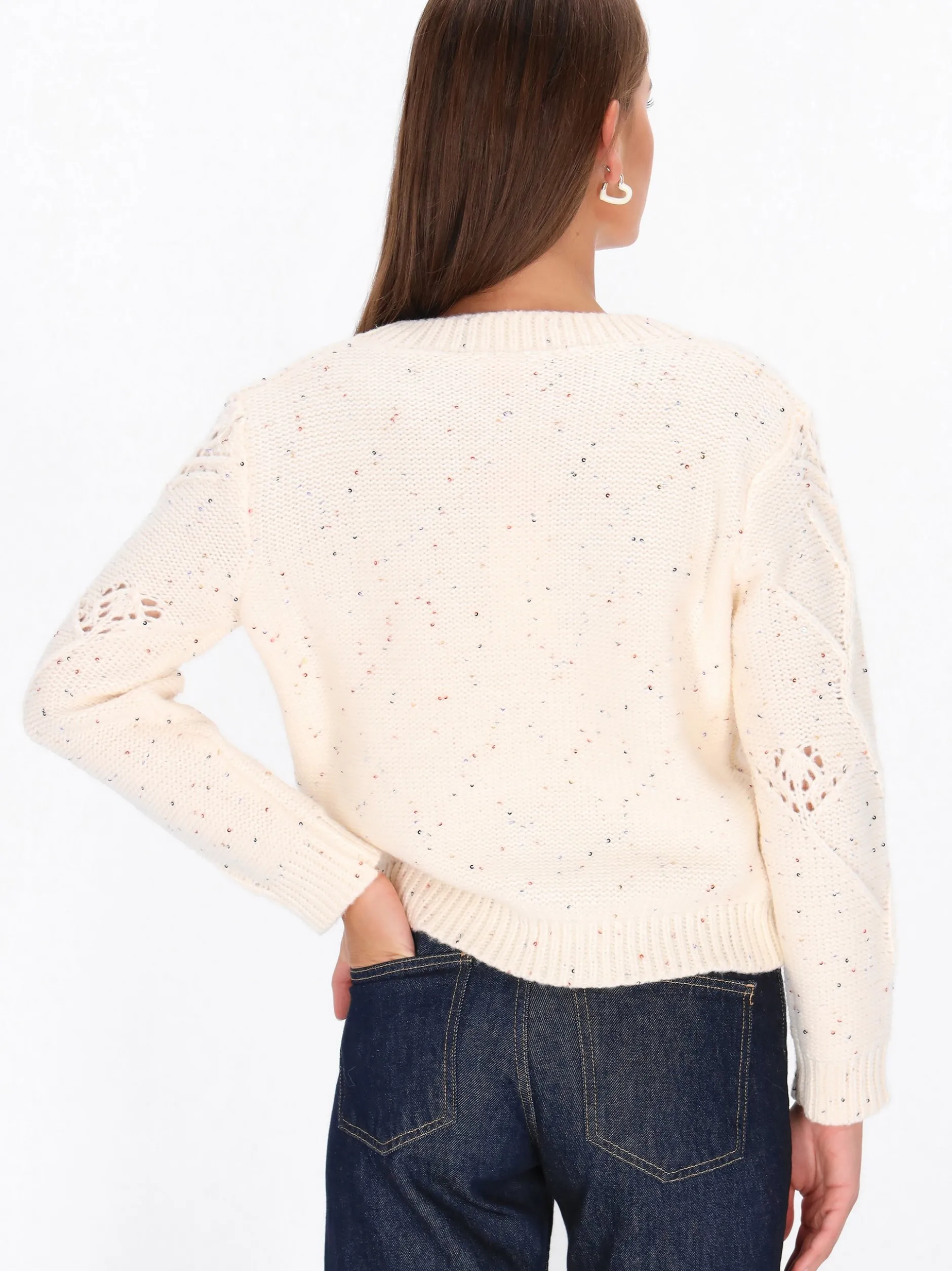 MyMo Damen Pullover in ecru - Ausschnitt: Rundhals
