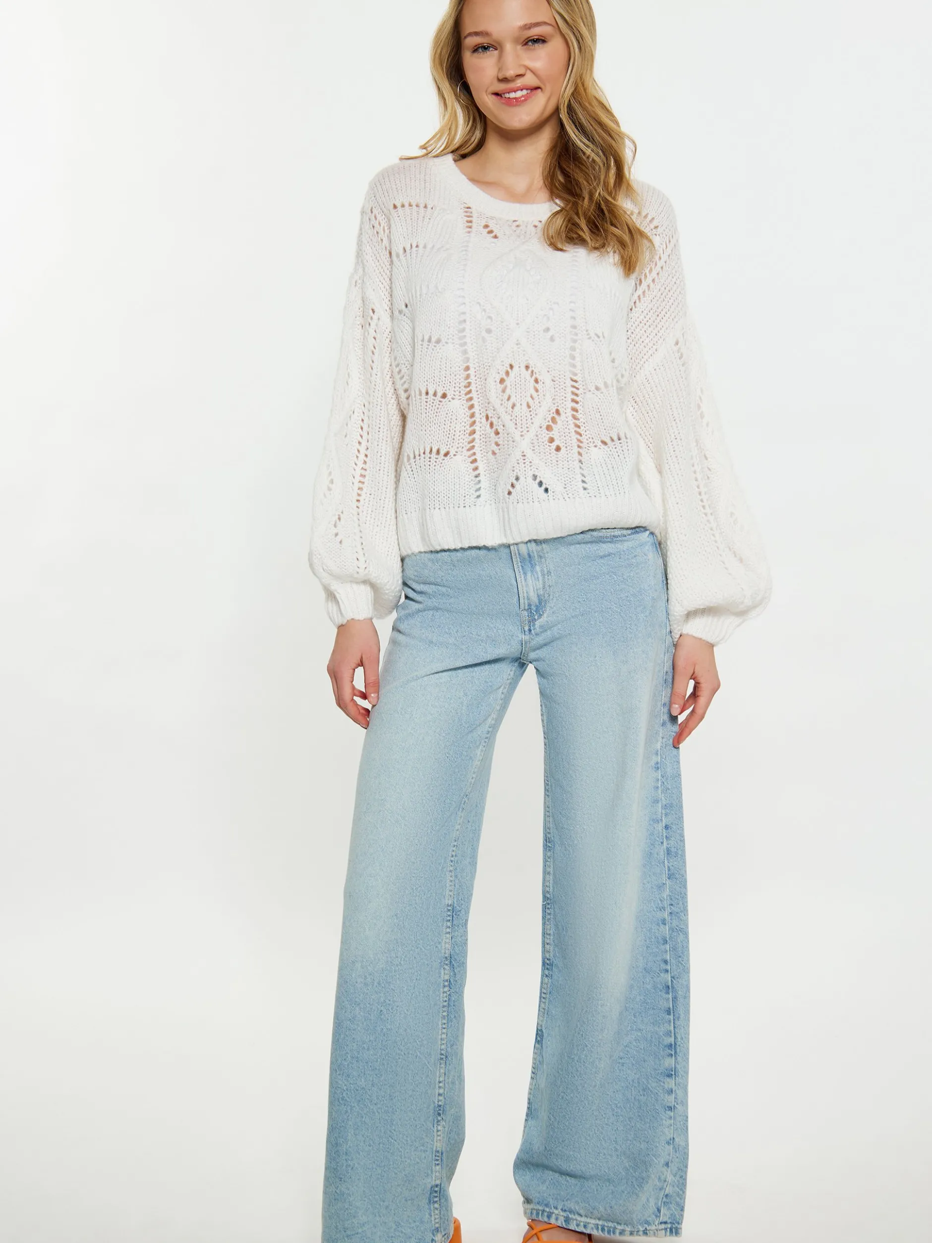 MyMo Damen Pullover in ecru - Ausschnitt: Rundhals