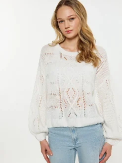 MyMo Damen Pullover in ecru - Ausschnitt: Rundhals