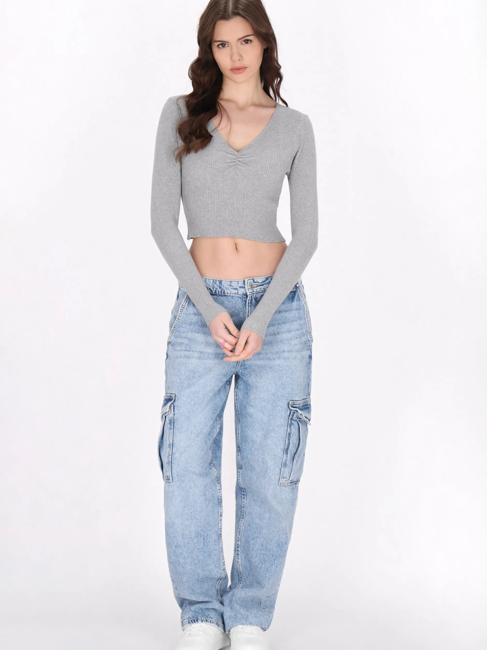 MyMo Damen Pullover in grau
