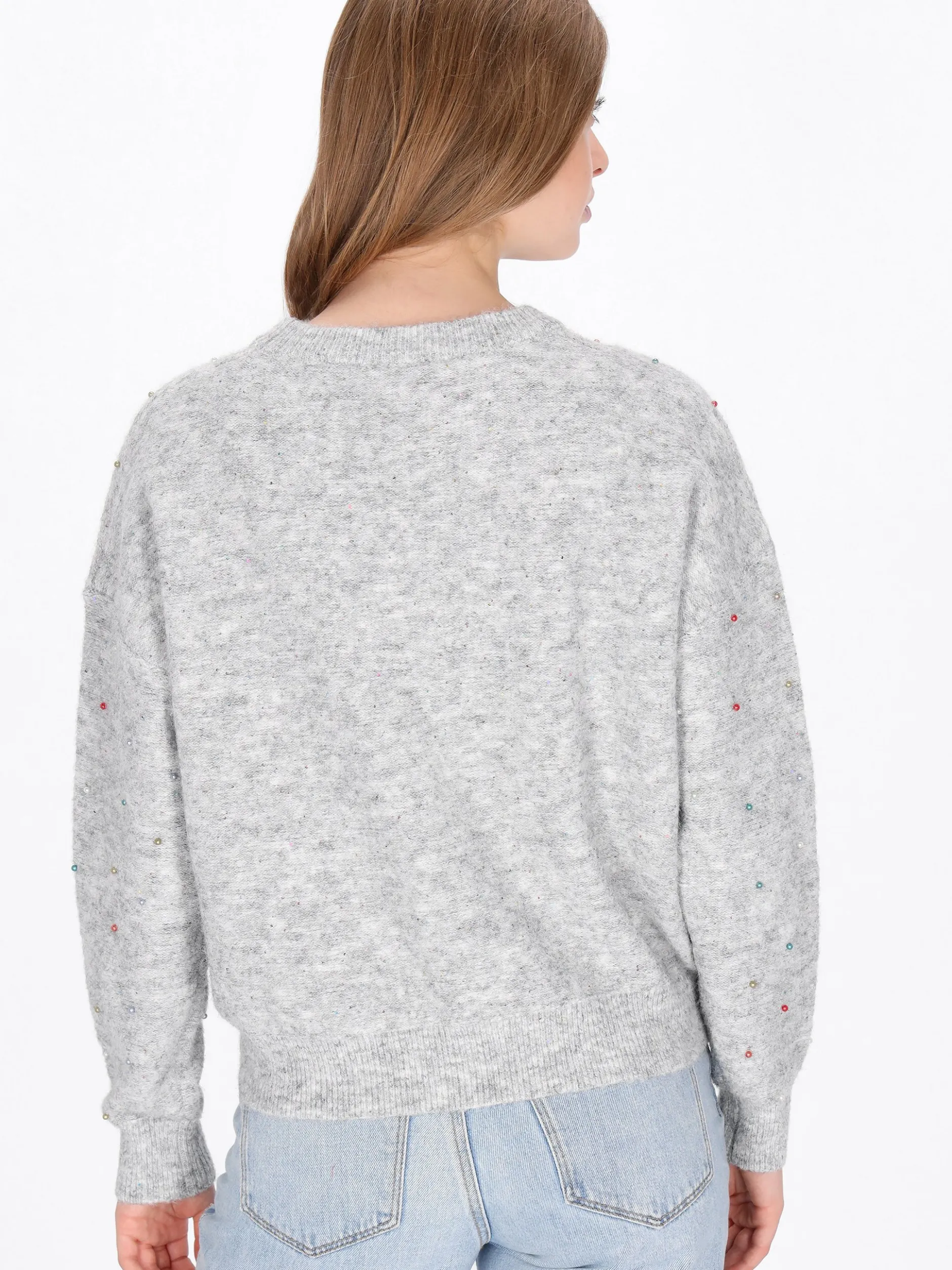 MyMo Damen Pullover in grau - Ausschnitt: Rundhals