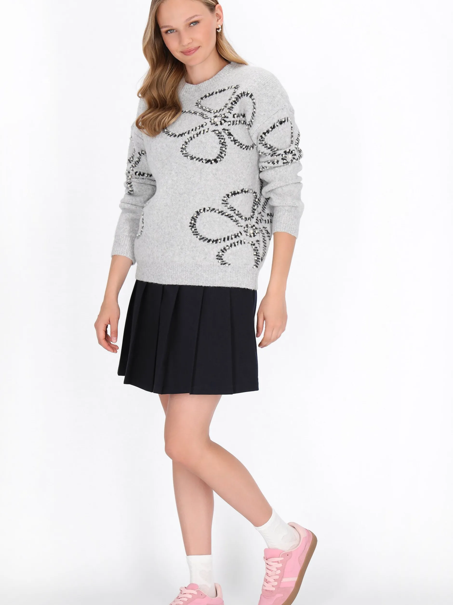 MyMo Damen Pullover in grau - Ausschnitt: Rundhals