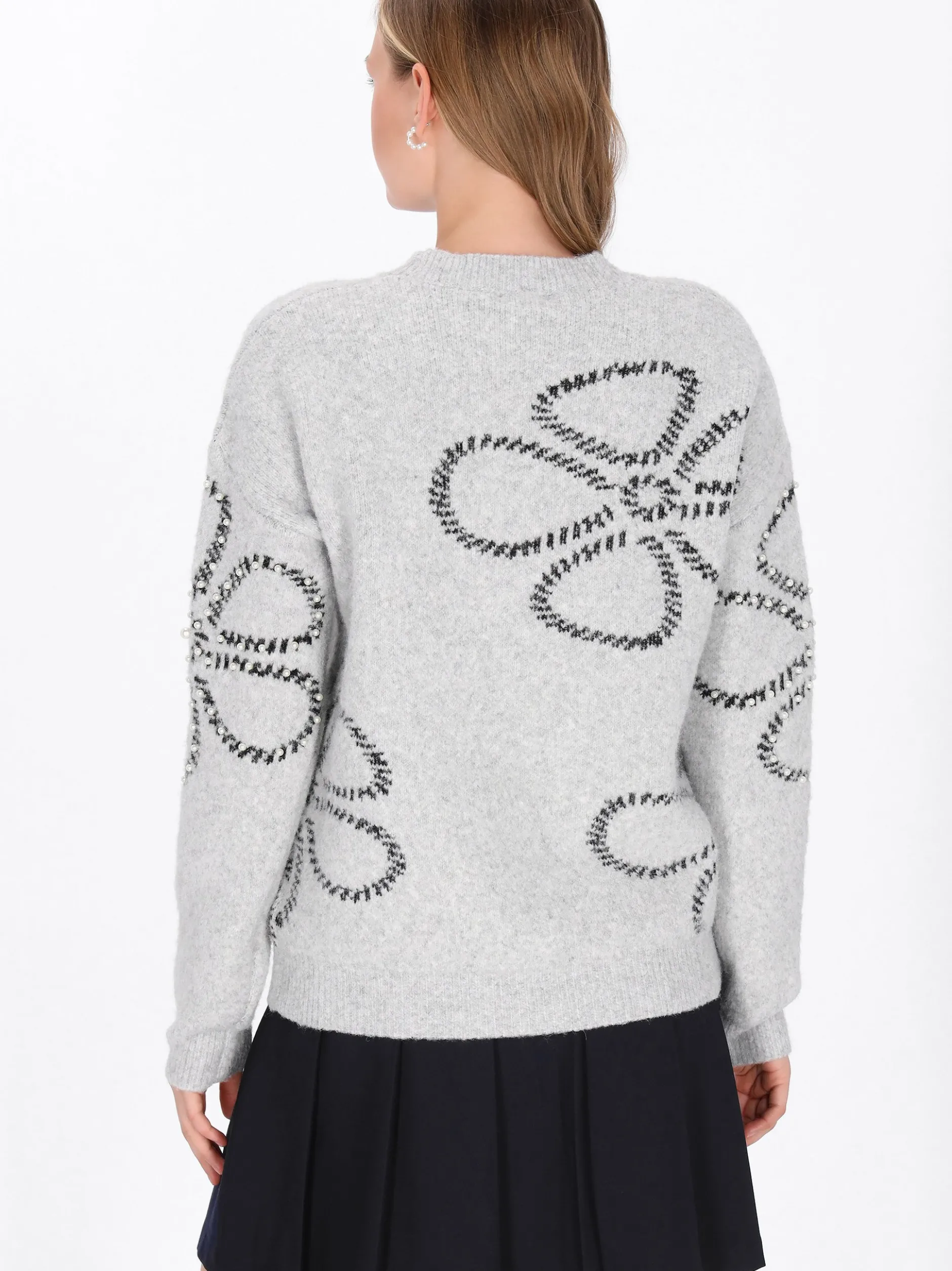 MyMo Damen Pullover in grau - Ausschnitt: Rundhals