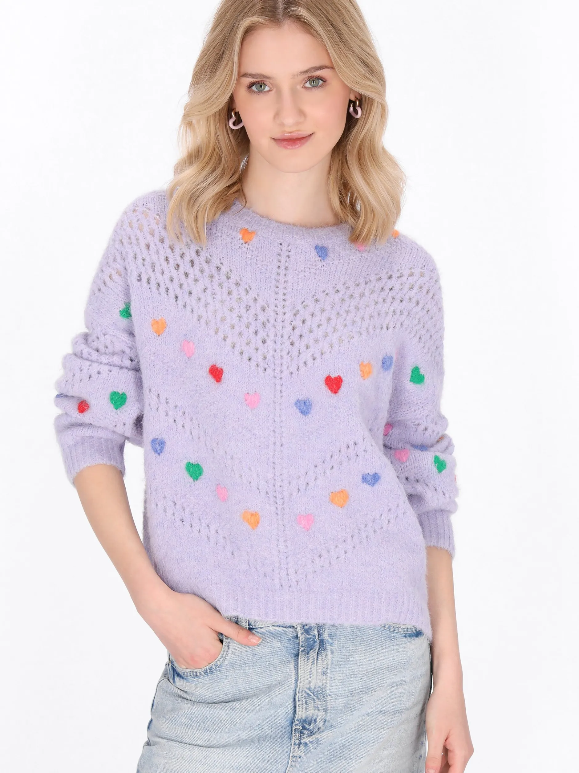 MyMo Damen Pullover in lila - Ausschnitt: Rundhals