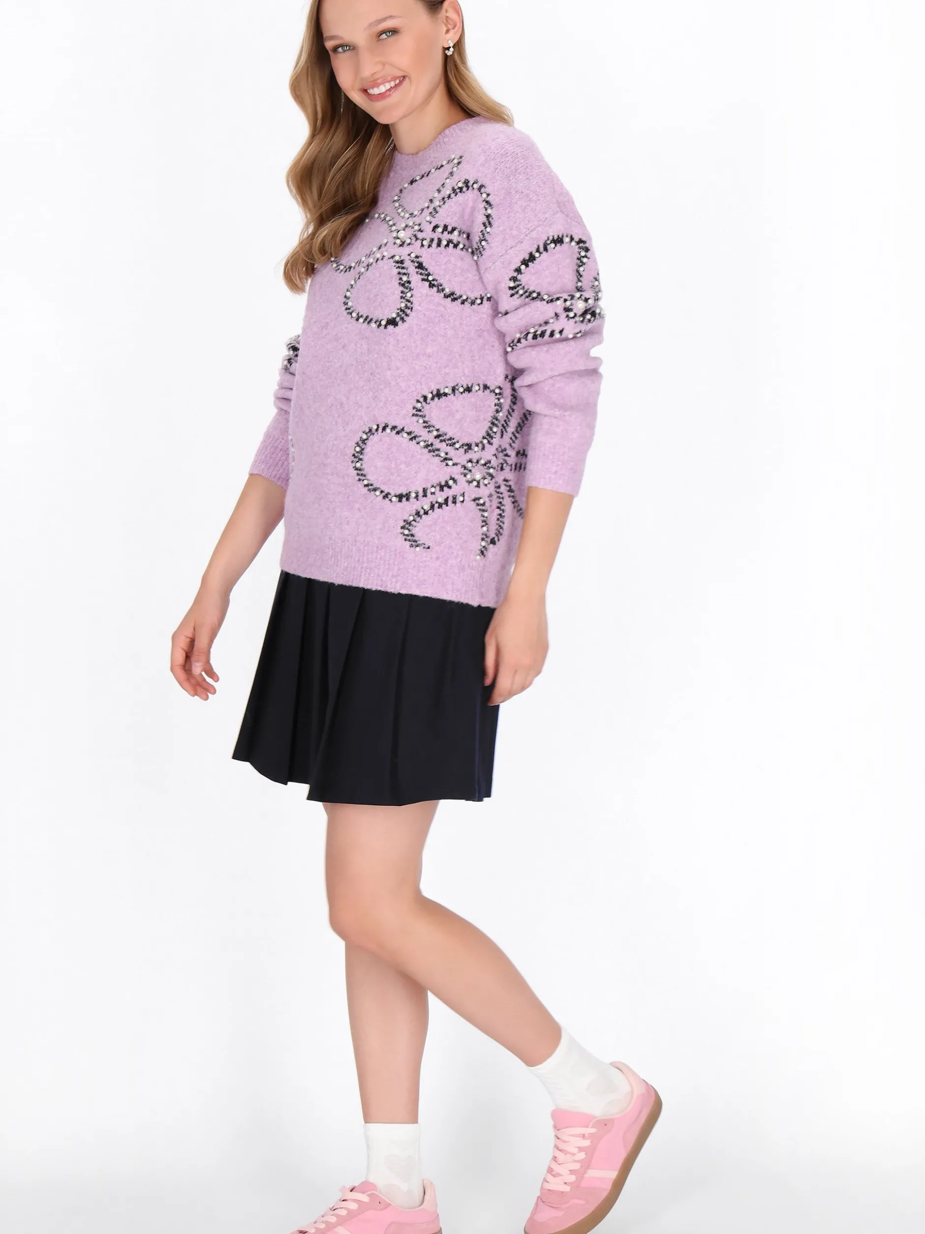 MyMo Damen Pullover in lila - Ausschnitt: Rundhals