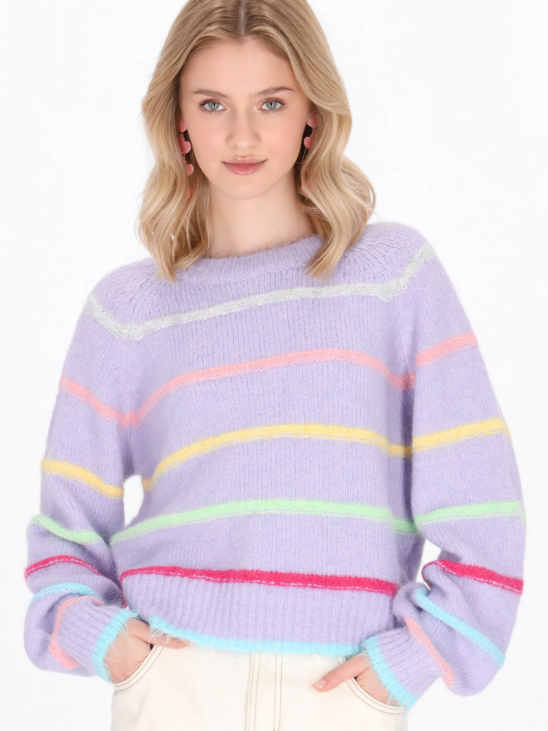 MyMo Damen Pullover in lila - Ausschnitt: Rundhals