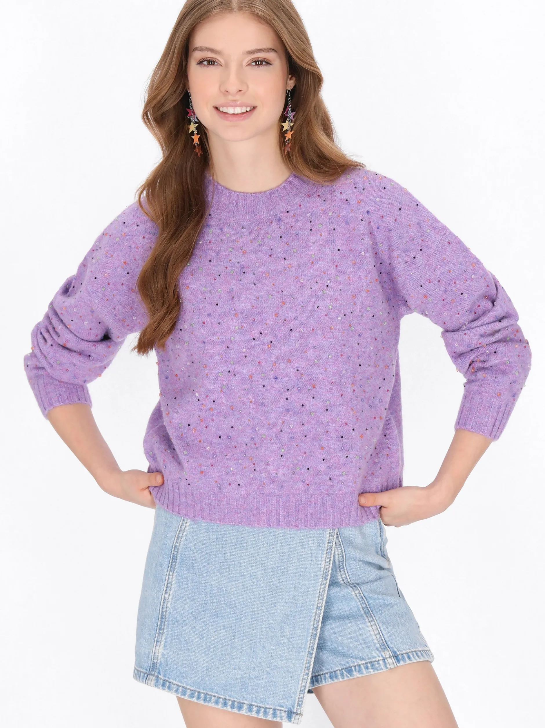 MyMo Damen Pullover in lila - Ausschnitt: Rundhals