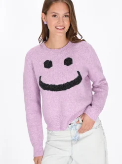 MyMo Damen Pullover in lila - Ausschnitt: Rundhals