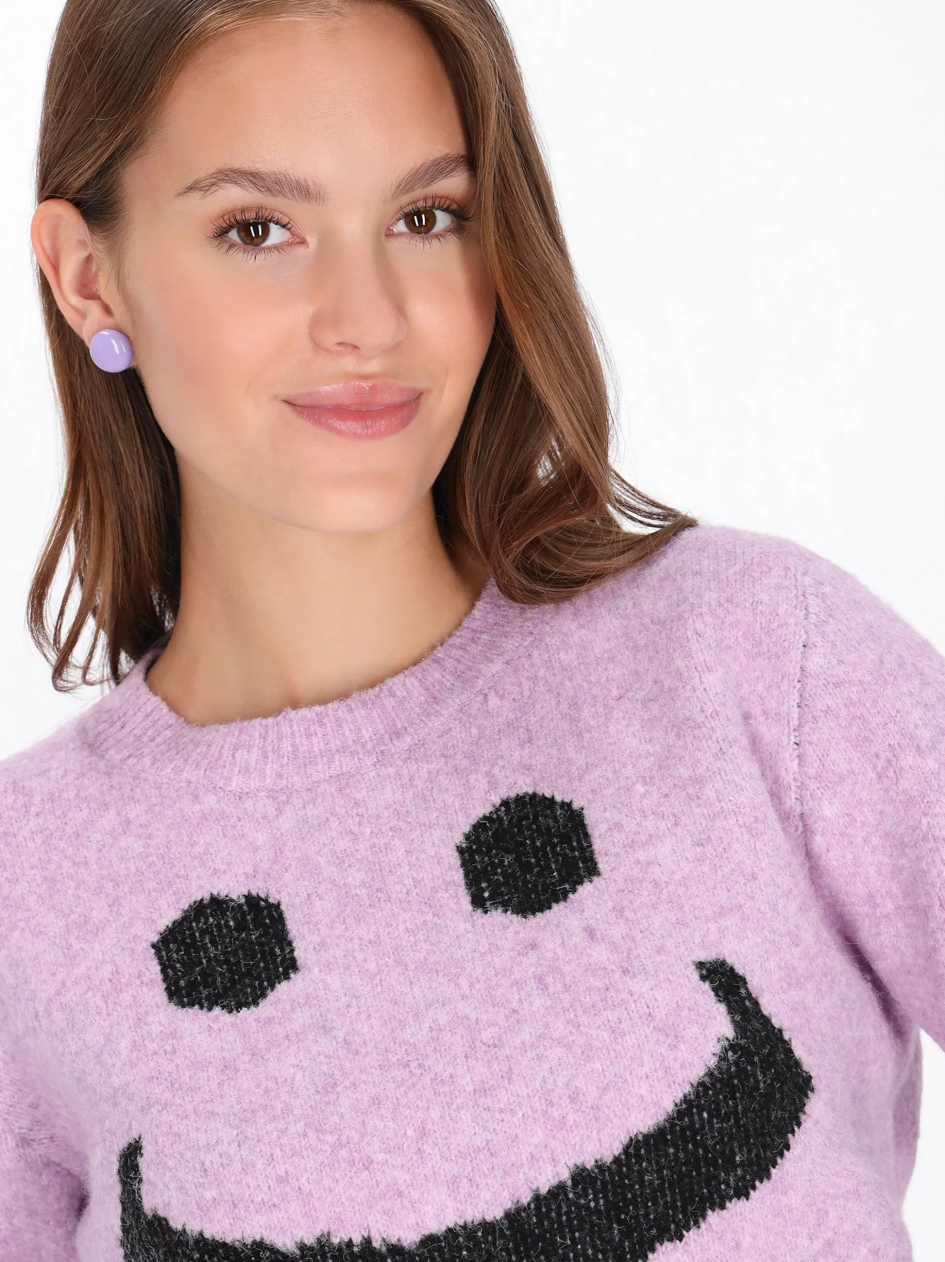 MyMo Damen Pullover in lila - Ausschnitt: Rundhals
