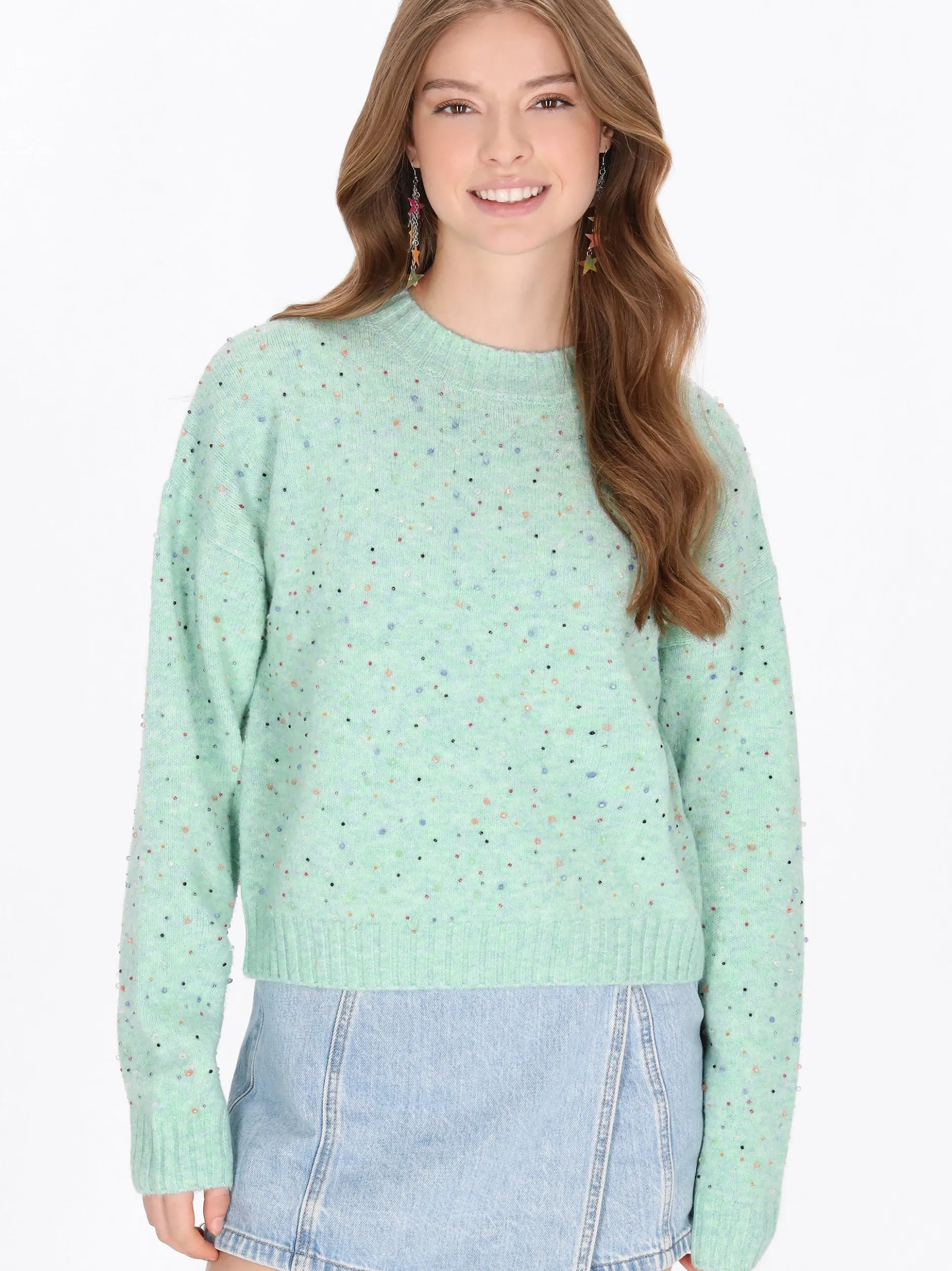 MyMo Damen Pullover in mint - Ausschnitt: Rundhals