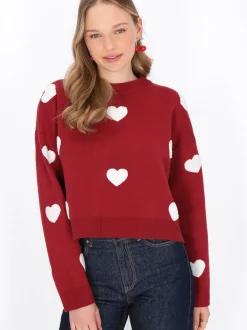 MyMo Damen Pullover in rot - Ausschnitt: Rundhals