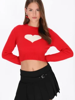 MyMo Damen Pullover in rot - Ausschnitt: Rundhals