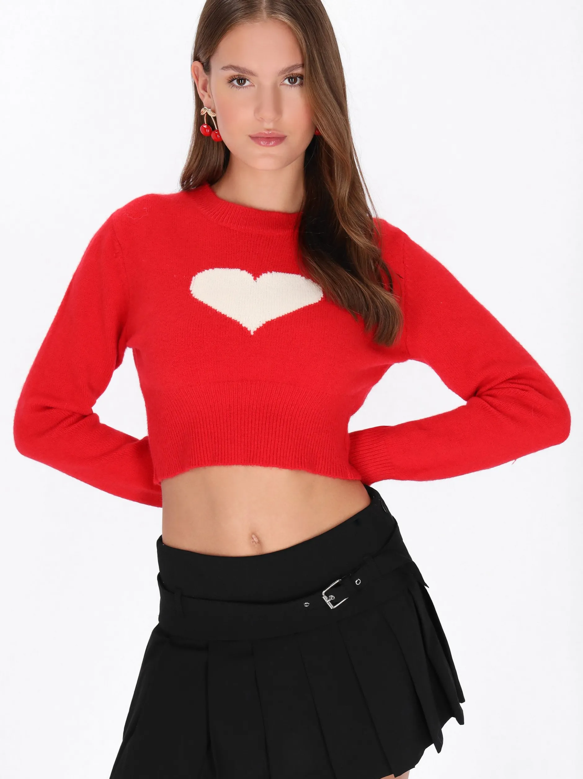 MyMo Damen Pullover in rot - Ausschnitt: Rundhals
