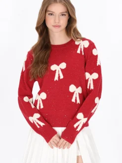 MyMo Damen Pullover in rot - Ausschnitt: Rundhals