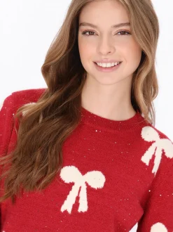MyMo Damen Pullover in rot - Ausschnitt: Rundhals