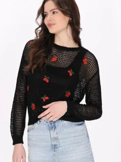 MyMo Damen Pullover in schwarz - Ausschnitt: Rundhals