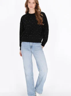 MyMo Damen Pullover in schwarz - Ausschnitt: Rundhals