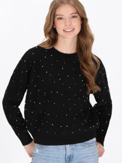 MyMo Damen Pullover in schwarz - Ausschnitt: Rundhals