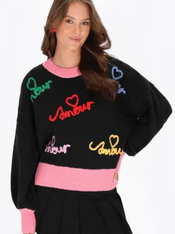 MyMo Damen Pullover in schwarz - Ausschnitt: Rundhals