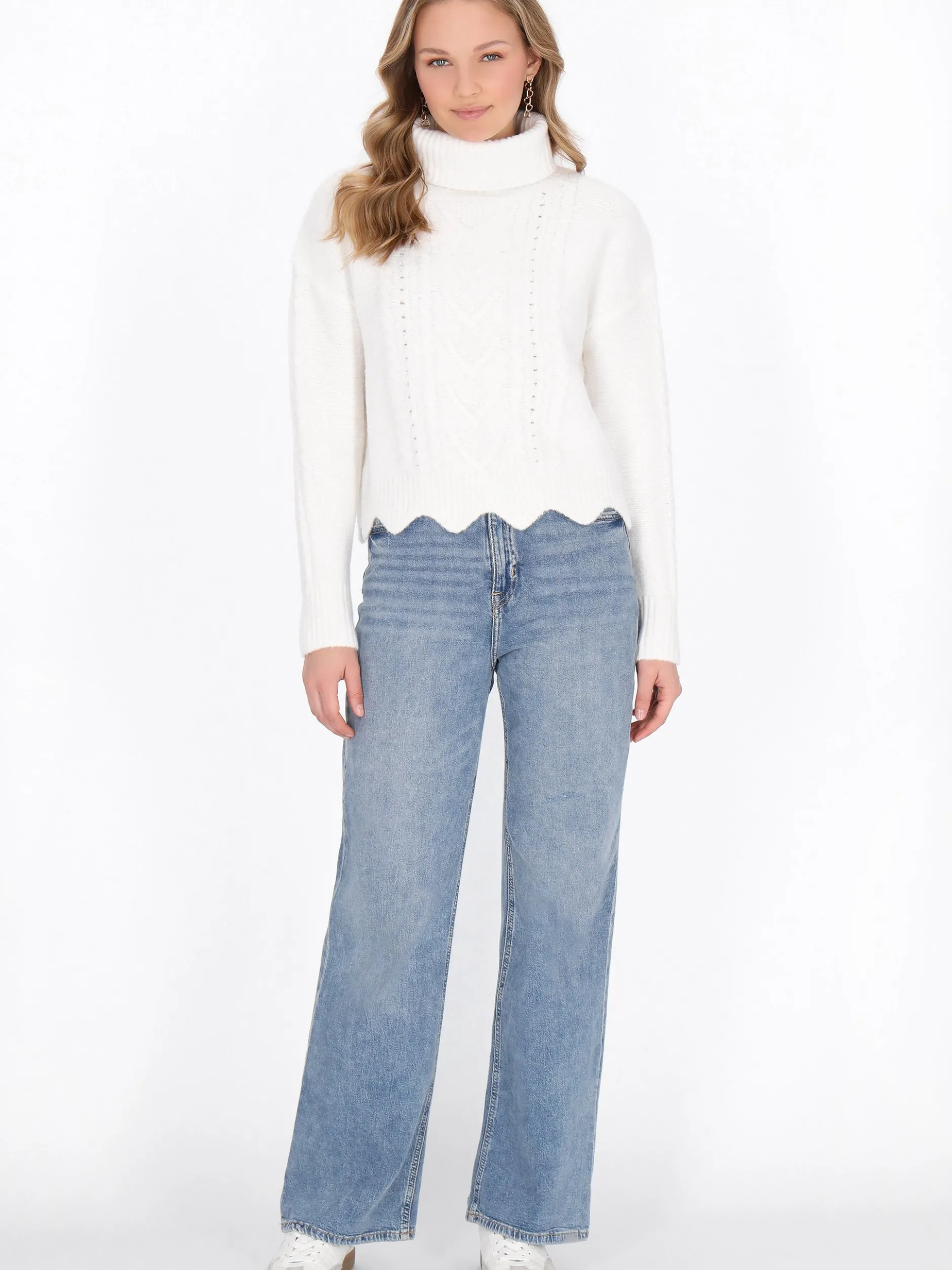 MyMo Damen Pullover in weiß