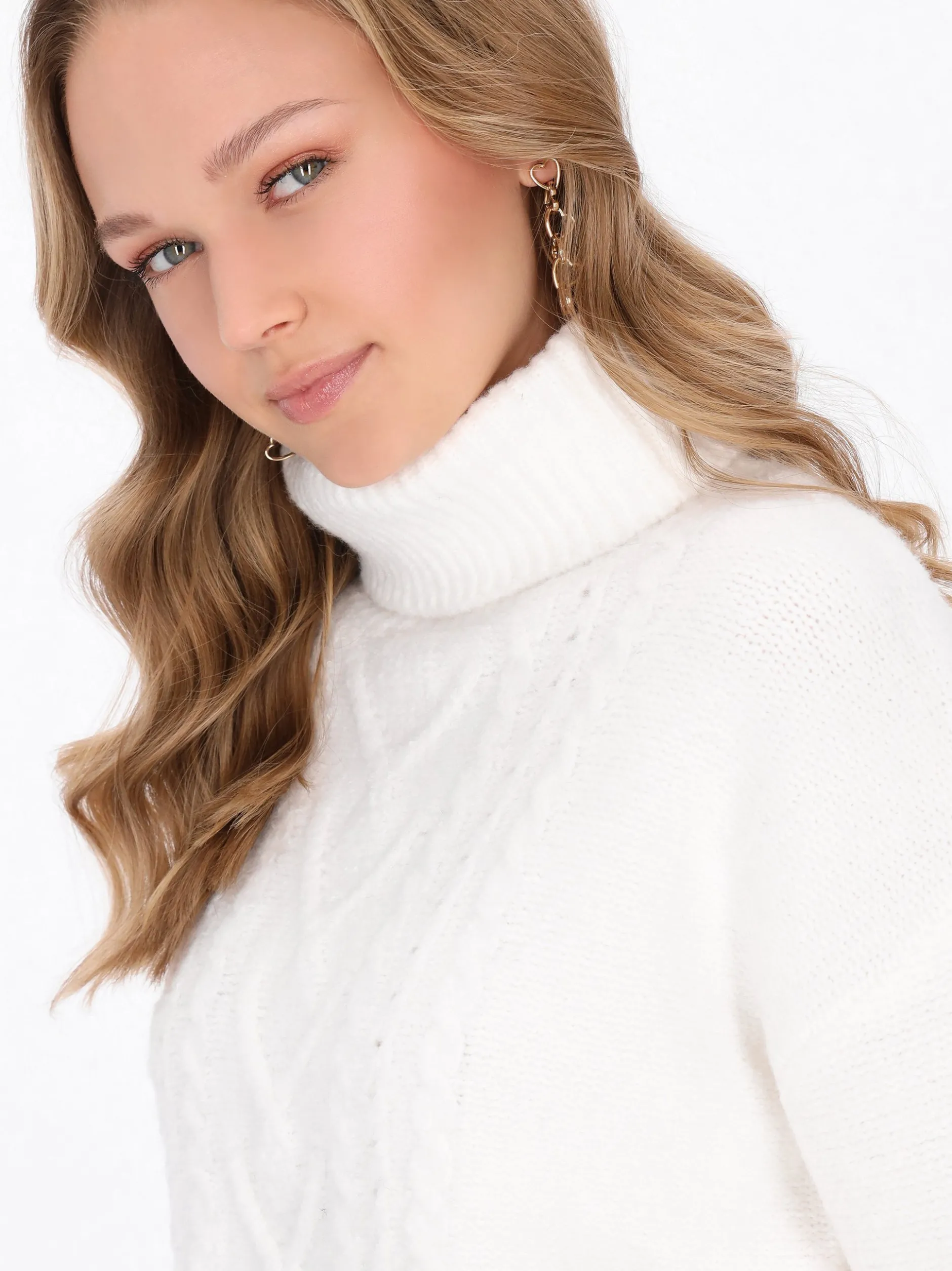 MyMo Damen Pullover in weiß