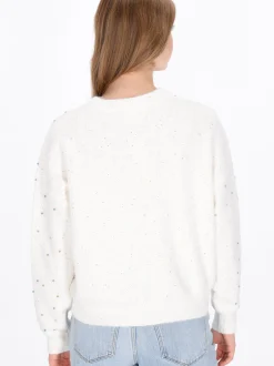MyMo Damen Pullover in weiß - Ausschnitt: Rundhals