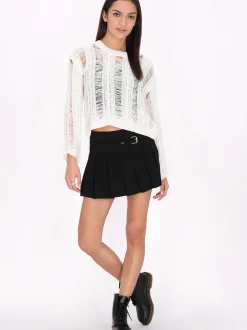 MyMo Damen Pullover in weiß - Ausschnitt: Rundhals