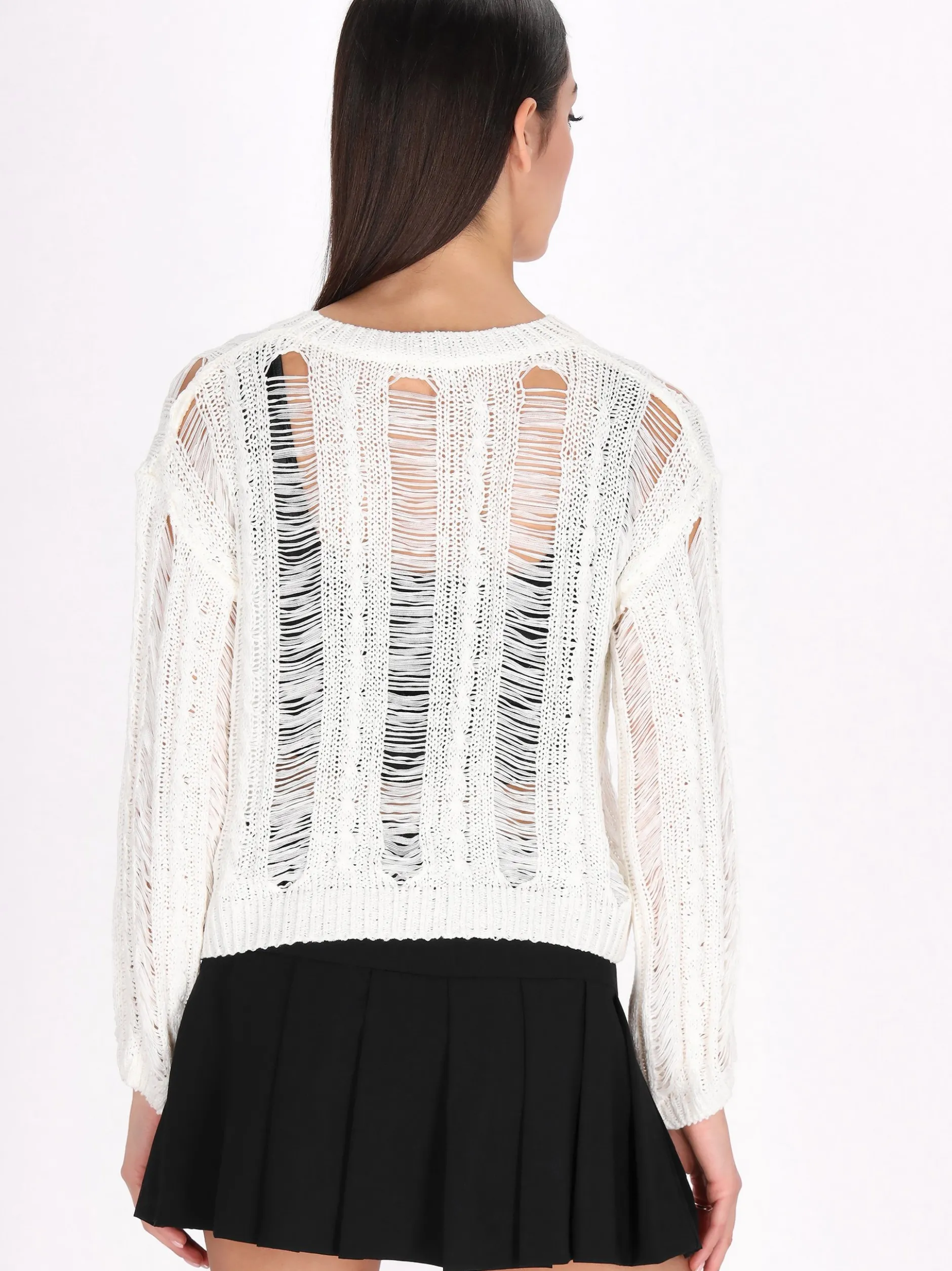 MyMo Damen Pullover in weiß - Ausschnitt: Rundhals