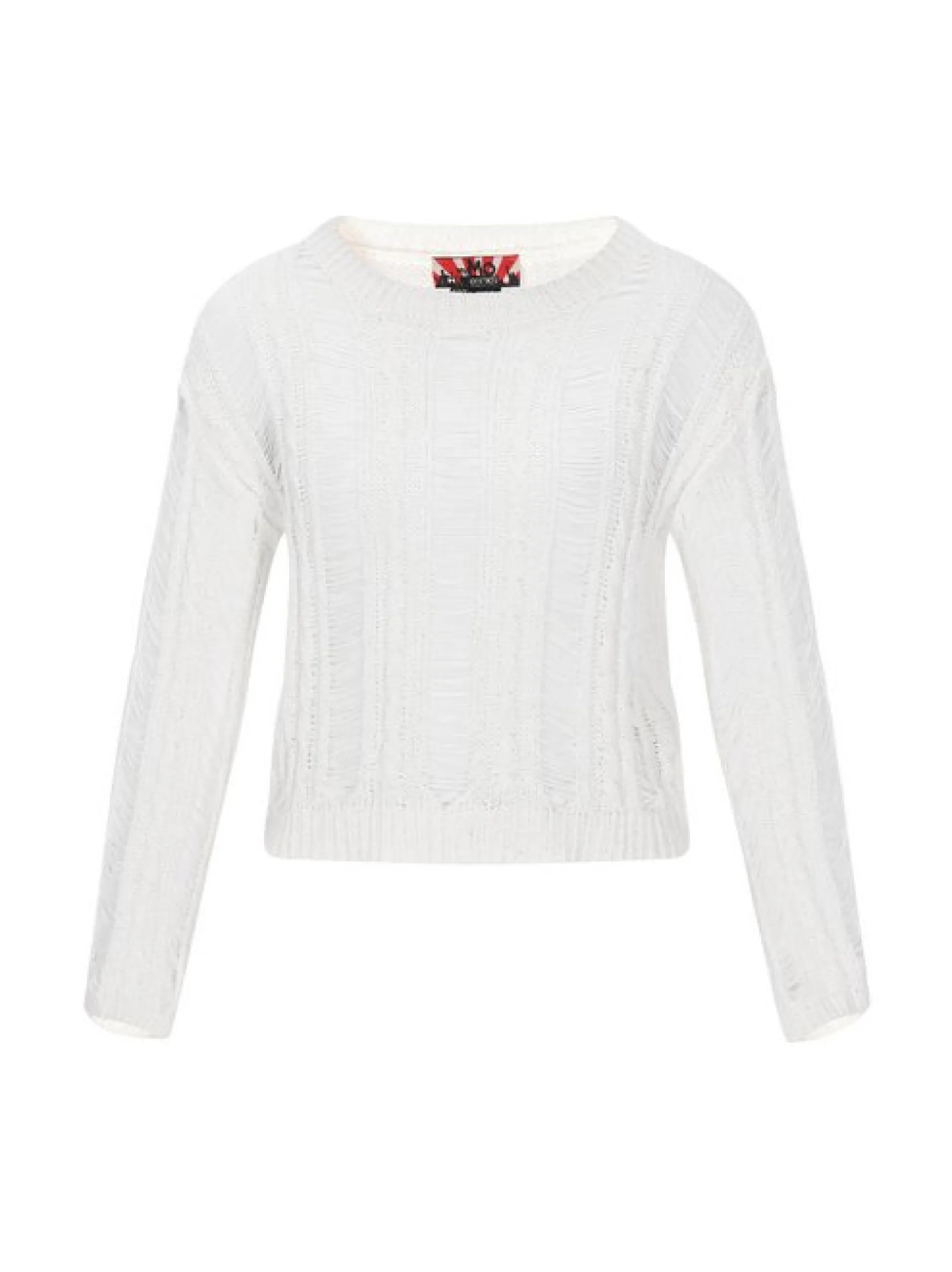 MyMo Damen Pullover in weiß - Ausschnitt: Rundhals